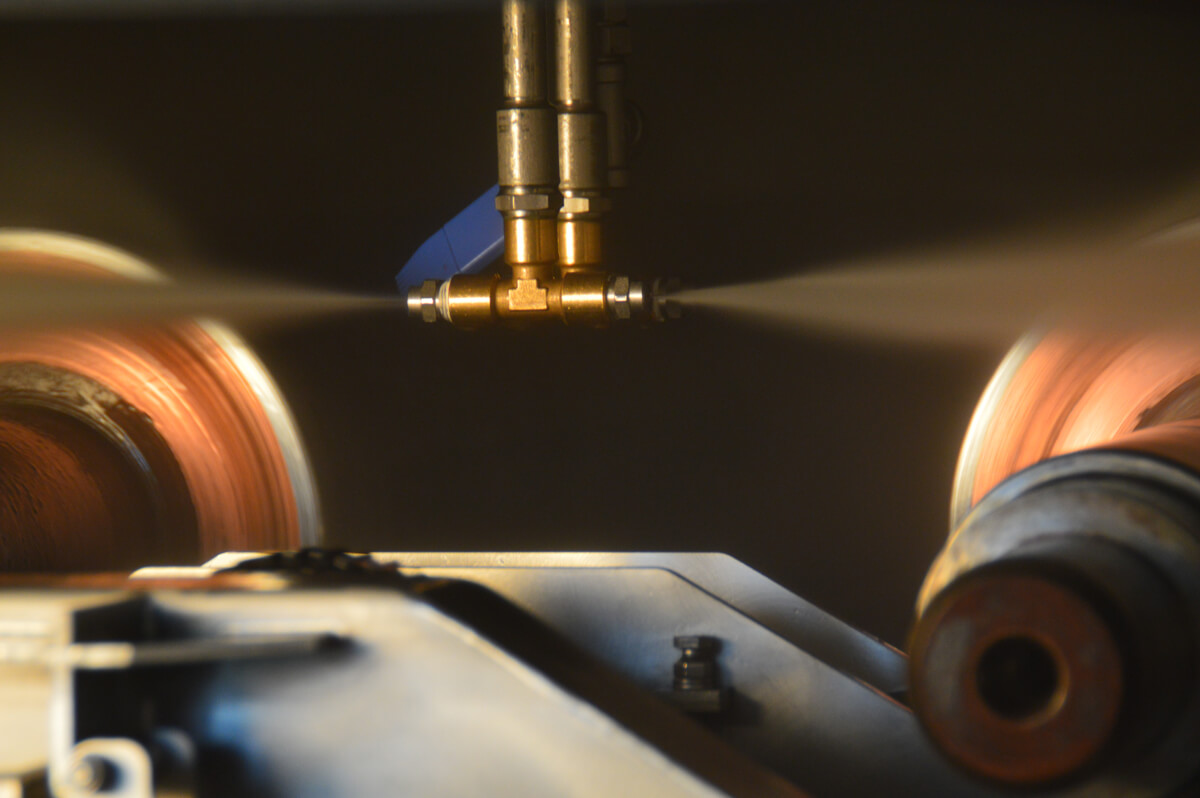 Flexographic printing rollers in a modern production facility